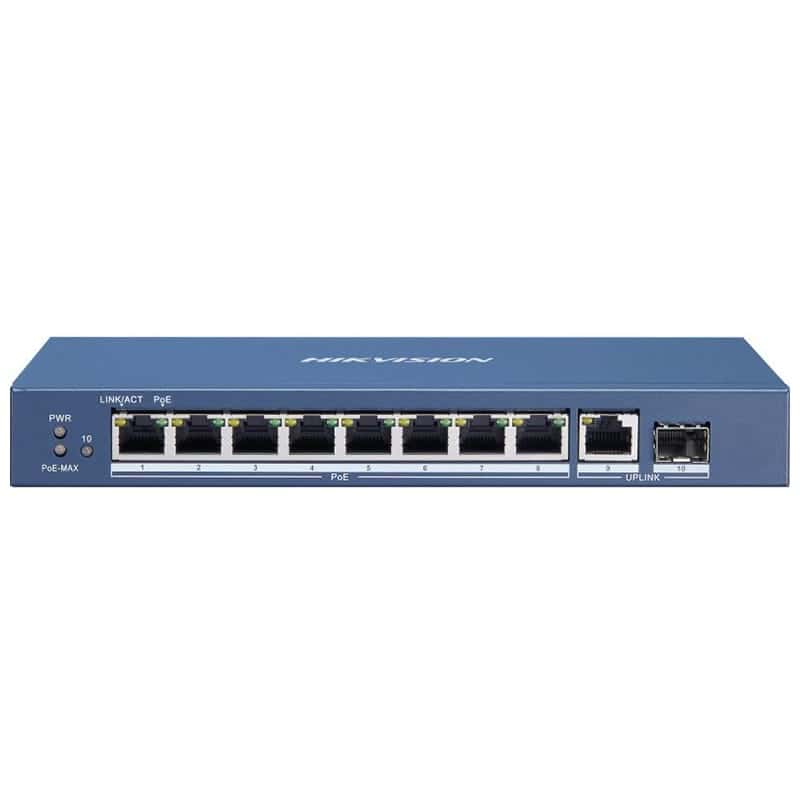 Hikvision DS-3E0510P-E/M | 8 Port Gigabit 58W PoE Switch + 1x RJ45 + 1x SFP